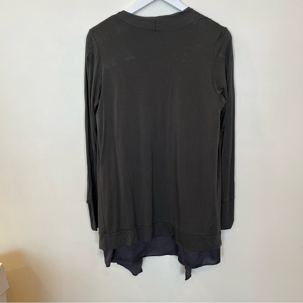 ANTHROPOLOGIE Saturday Sunday Green Moss Waterfall Cardigan Womens Large Pocket - Picture 6 of 8